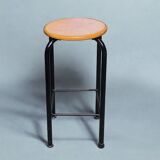 Vintage industrial stool in wood and metal