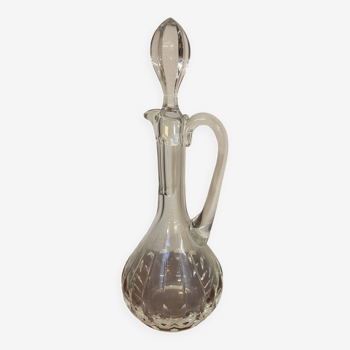 Carafe en cristal de val st andre avec anse et cabochon et bec verseur annees 80