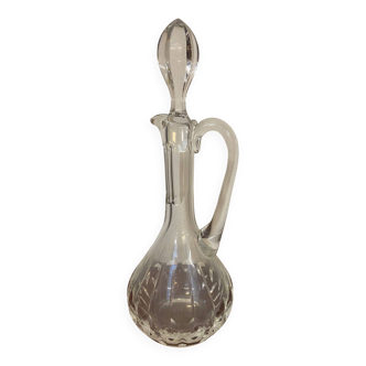 Val st andre crystal carafe with handle and cabochon and pour spout 1980s
