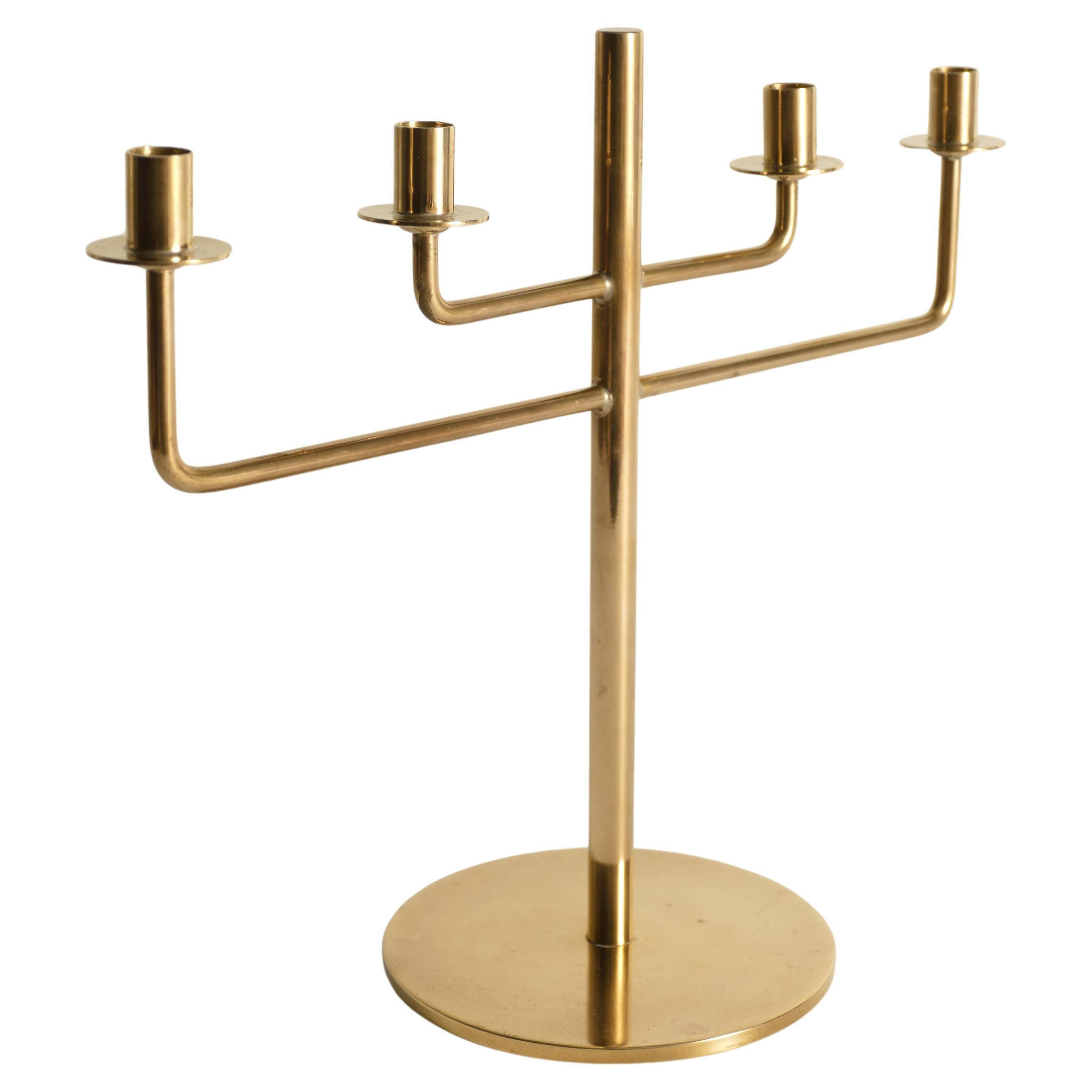 Scandinavian Modern Brass Candelabra by Hans-Agne Jakobsson, Markaryd, 1960s