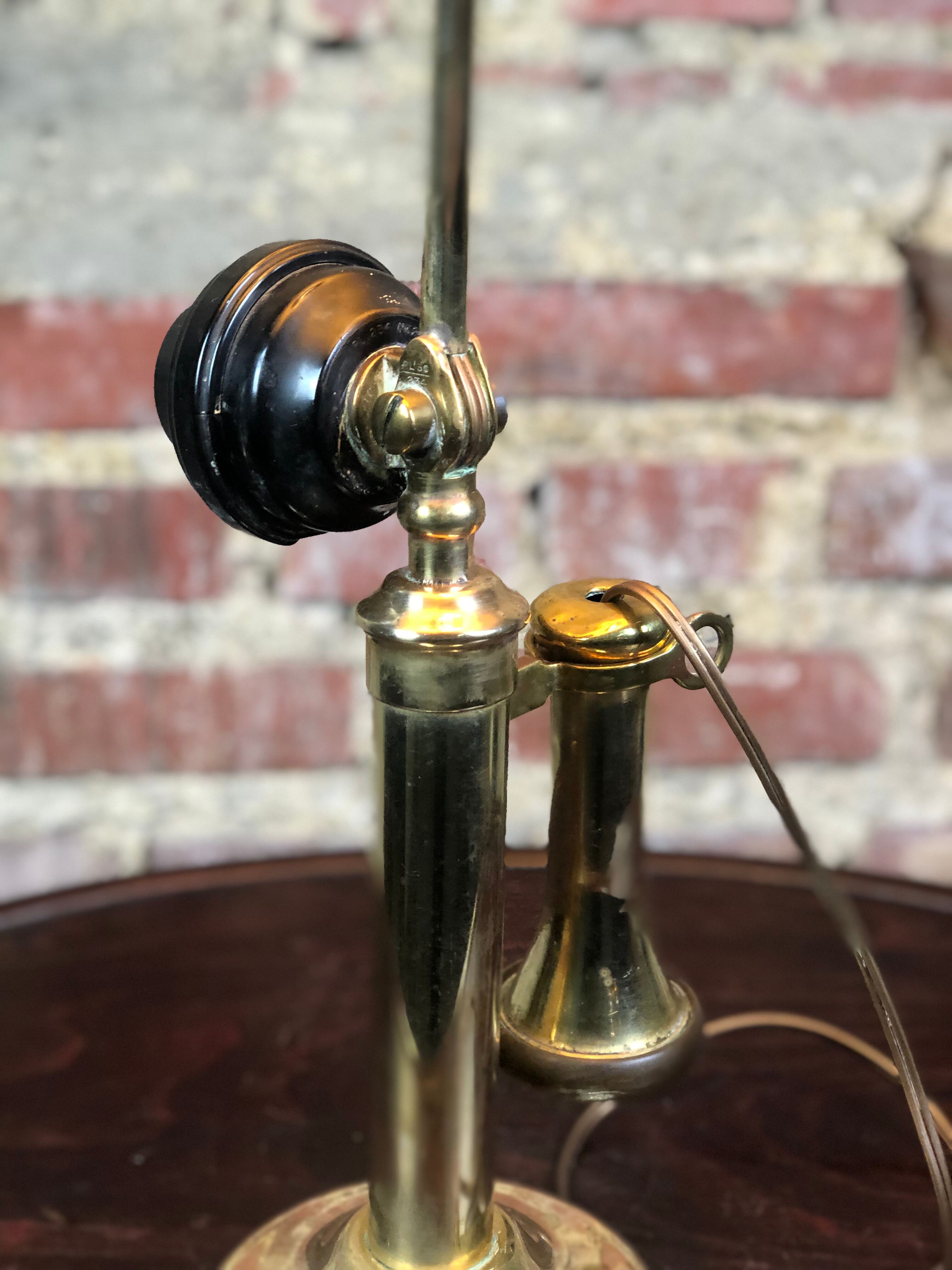 Old copper column telephone lamp 1910s