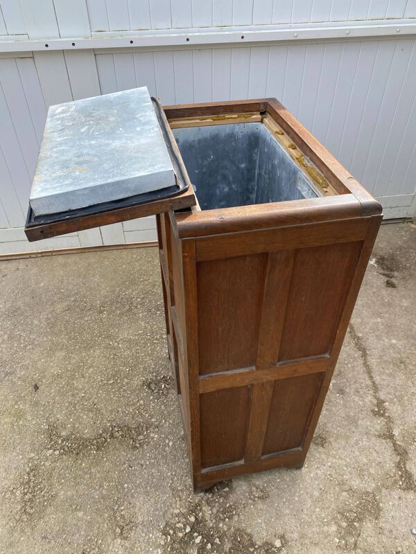 Meuble de métier Frigo bois glacière bar en chêne des années 30