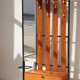 Vestiaire d’entrée vintage – Meuble à patères, miroir et rangements