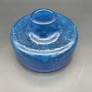 Vintage cobalt blue bubble glass vase – 1960s Scandinavian design