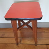 Wooden and red formica stool