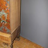 Neoclassical Art Deco cabinet in leather and oak