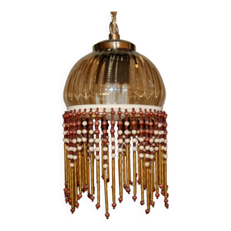 amber glass suspension chandelier and Art Nouveau wood glass taste buds