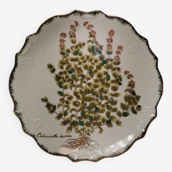 Assiette decorative bord doré décor floral en porcelaine corée (korea)