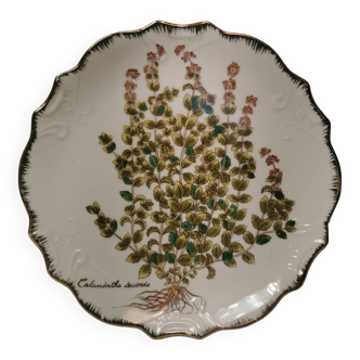 Decorative plate golden edge floral decoration in Korean porcelain (Korea)