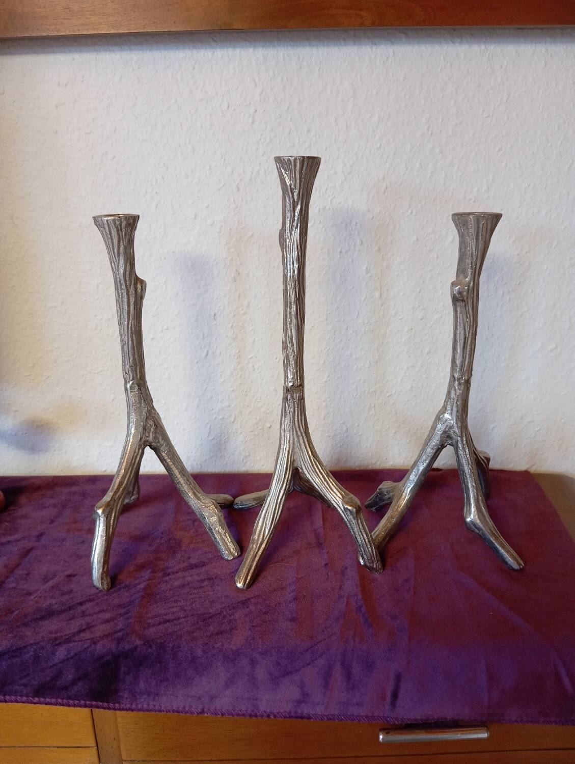 Brutalist "Tree" Candlestick in Cast Aluminum, 1970s