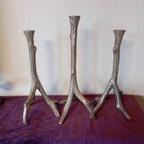 Brutalist "Tree" Candlestick in Cast Aluminum, 1970s