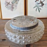 Round vintage wall lamp in transparent molded glass