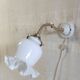 Swan neck wall light in brass, porcelain and opaline - mid 20th century.