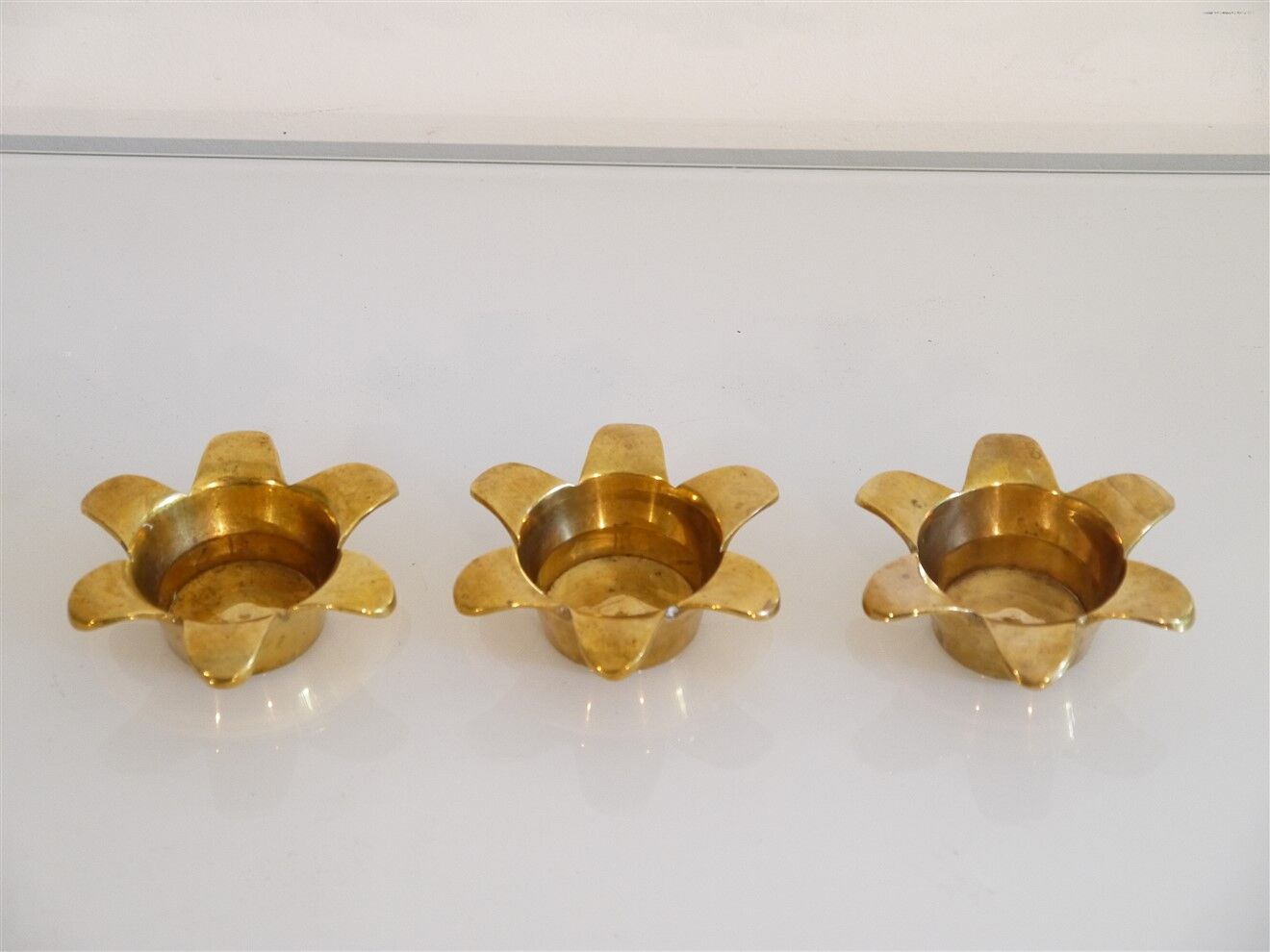 Set of vintage brass candle holders 1970