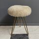 wool top brass small stool 1960s