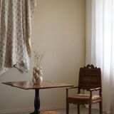 Antique square table with drop leaves made of burl wood, handcrafted in Sweden, 19th century.