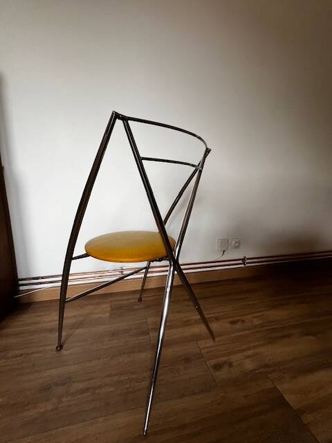 Yamakado chair, chrome and yellow skai