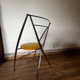 Chaise yamakado, chrome et skaï jaune