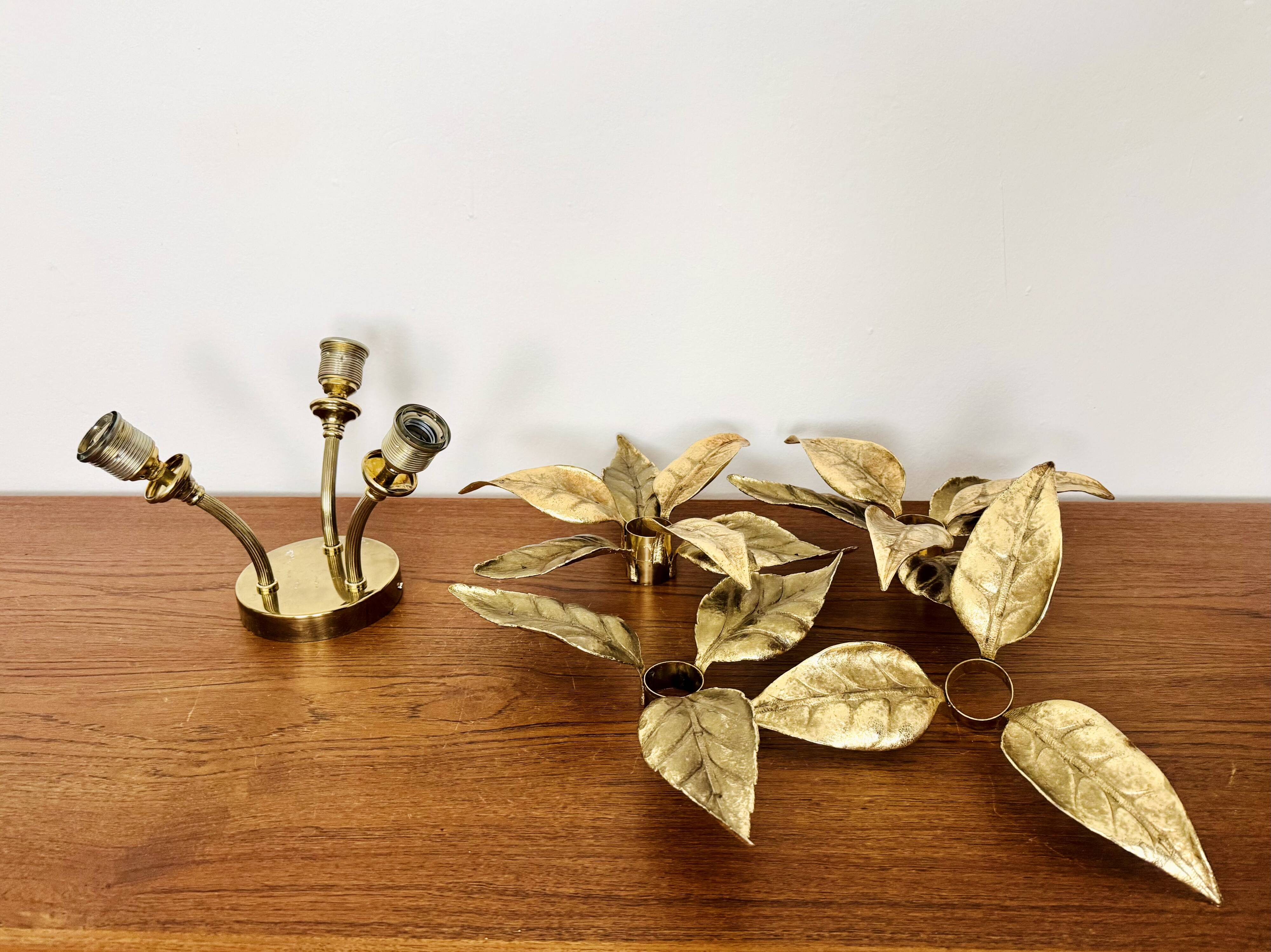 Large Floral Hollywood Regency Flush Lamp by Willy Daro for Massive