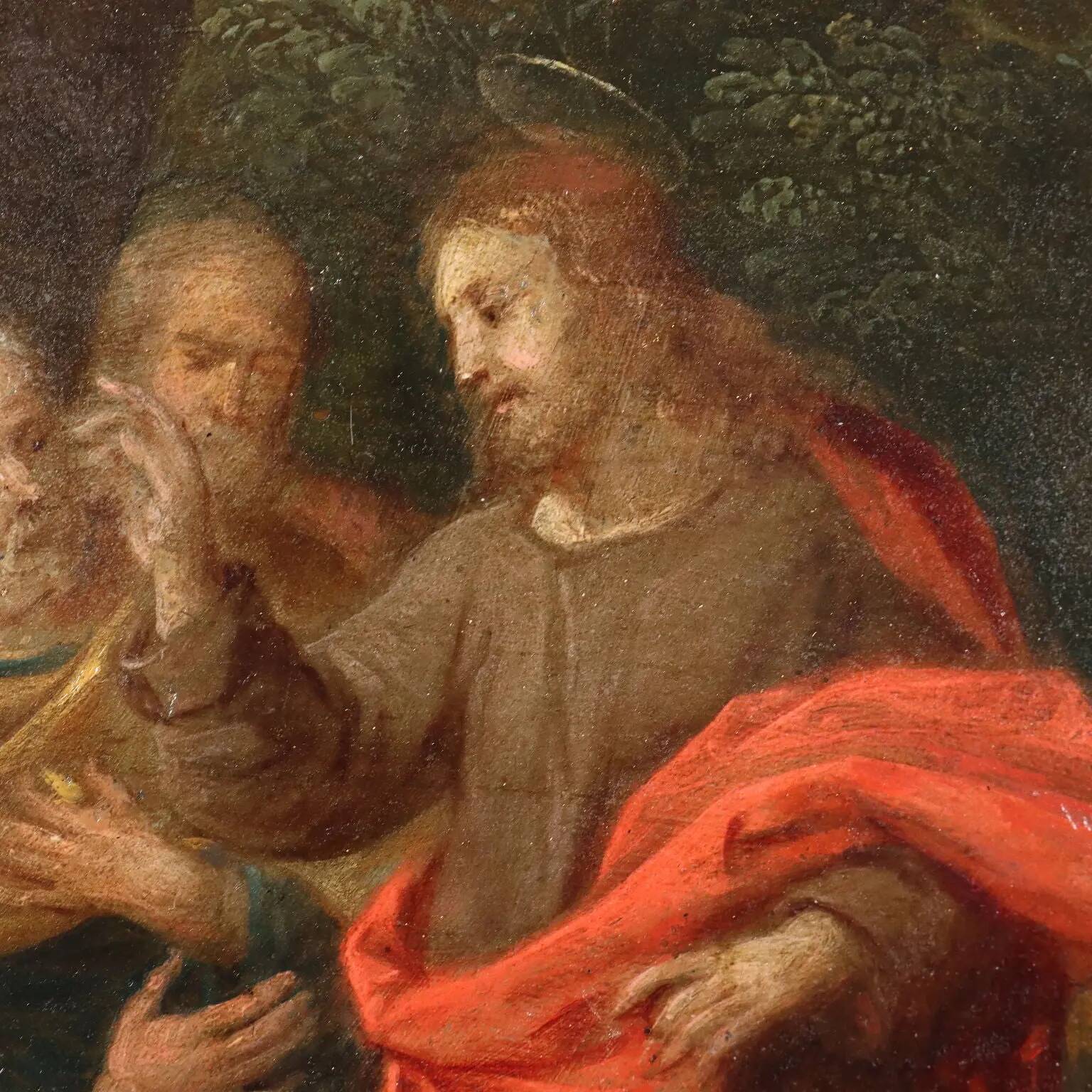 Peinture ancienne scène de guérison '600, huile sur cuivre