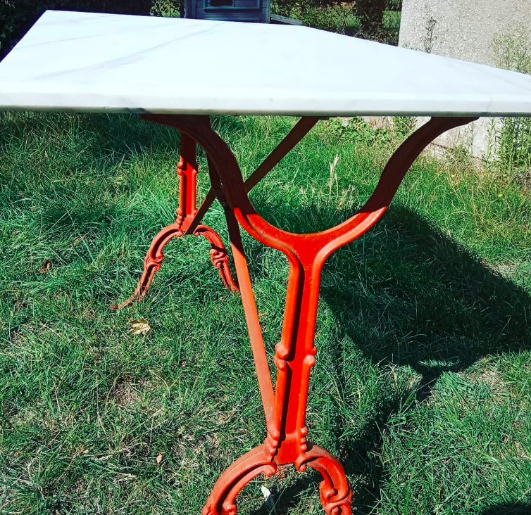 Marble and cast iron bistro table