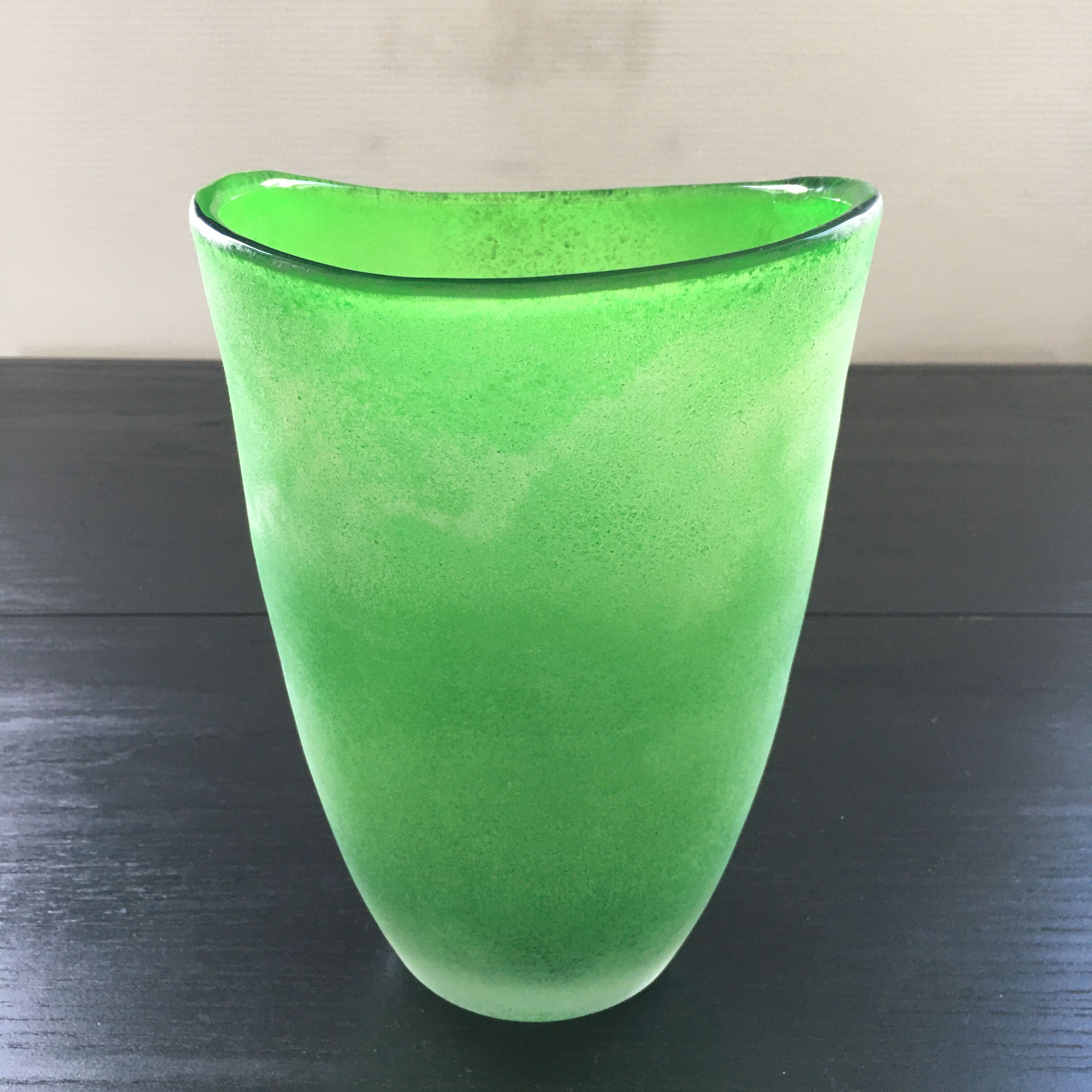Green glass paste vase