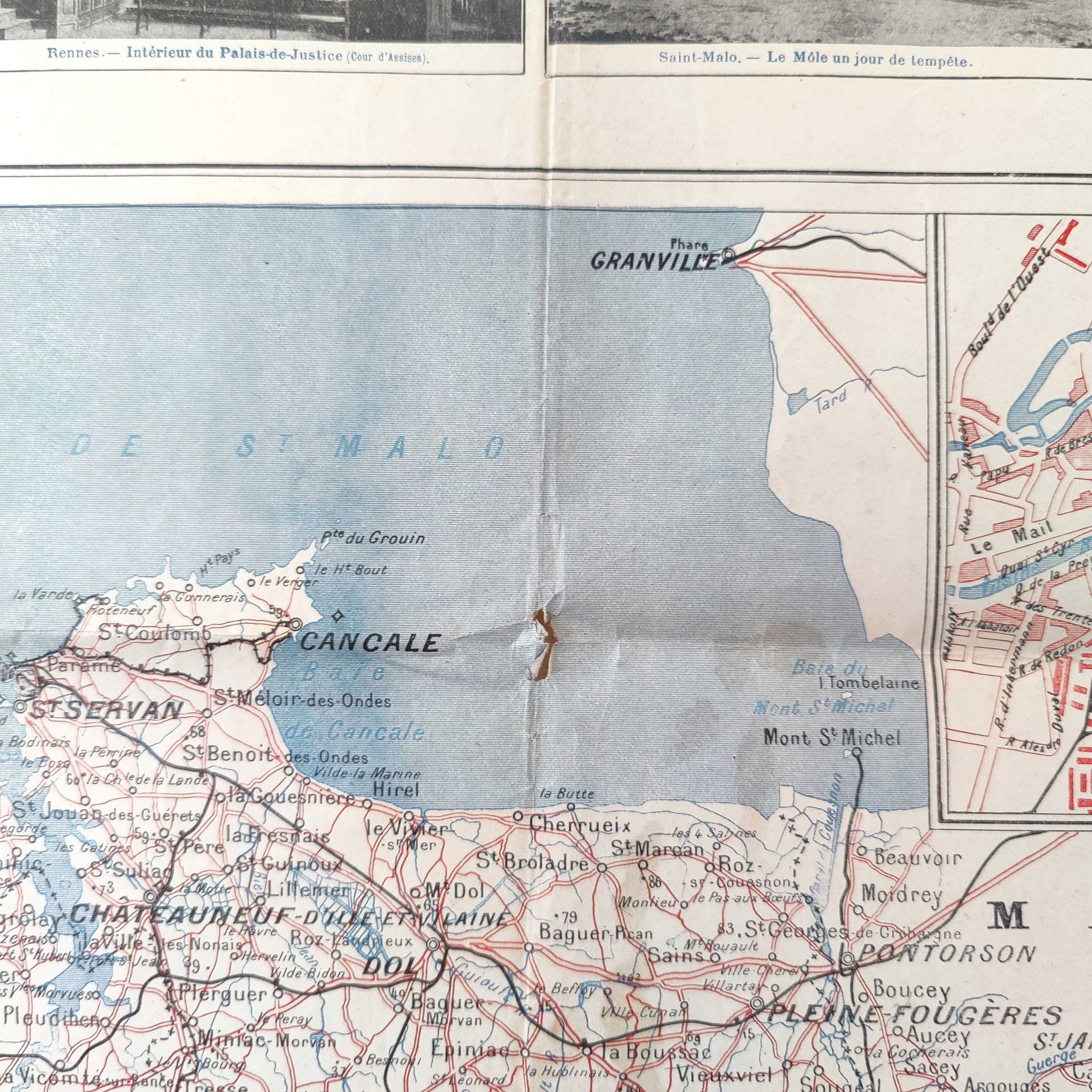 Carte ancienne France Bretagne Rennes St Malo