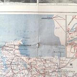 Old map France Brittany Rennes St Malo