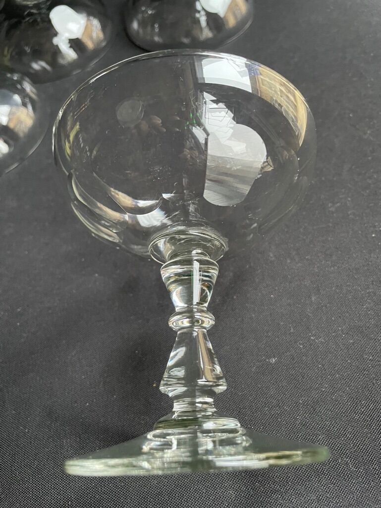 4 champagne glasses 1/2 cut crystal - portieux service alsacien