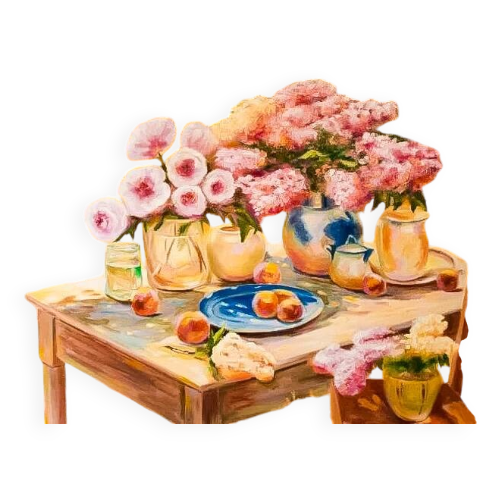 CUADRO CON FLORES Y FRUTAS PINTADO AL ÓLEO. BODEGÓN. CUADRO AL ÓLEO.