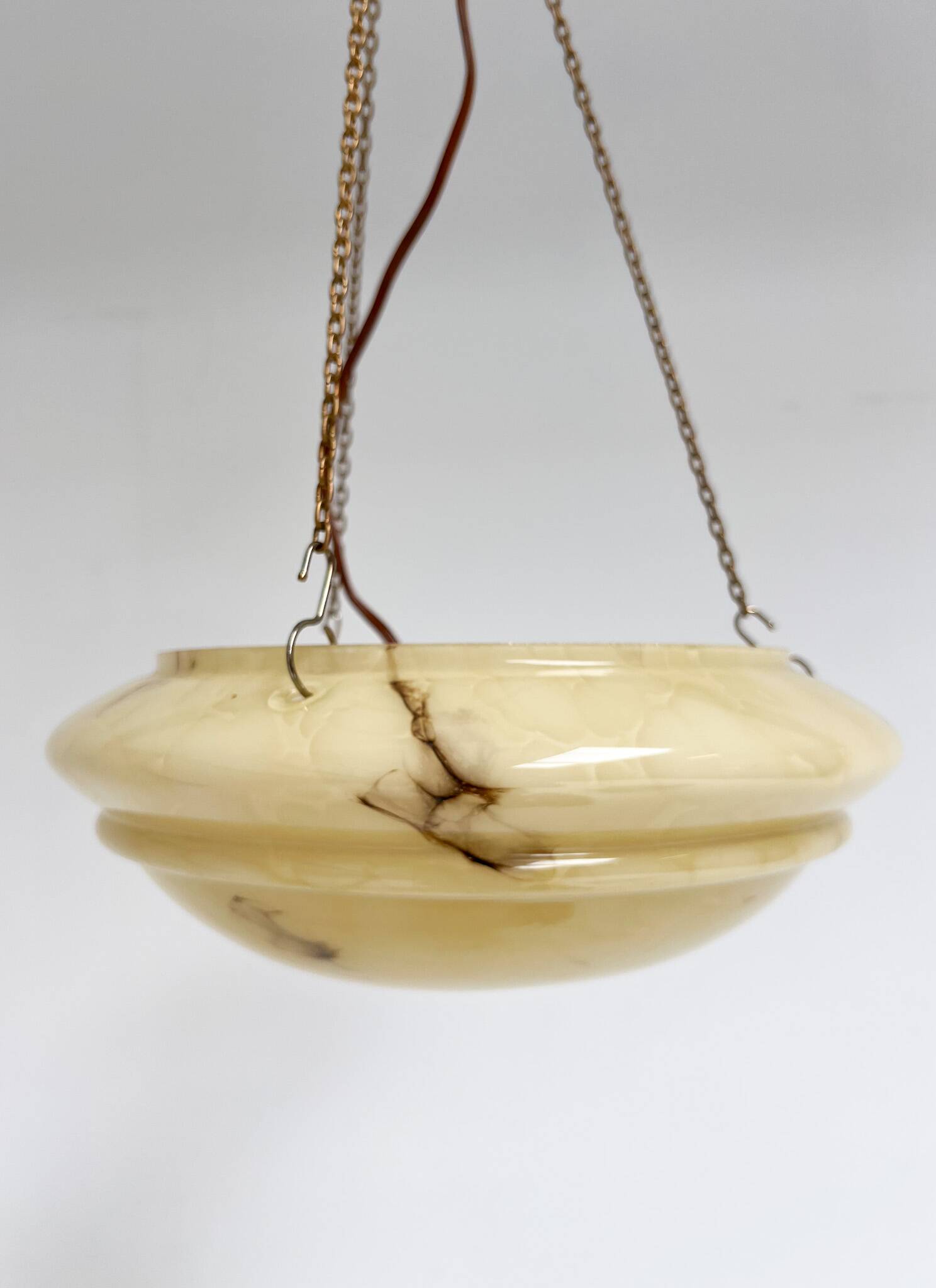 Art Deco bowl lamp with marble pattern from the 1930s
