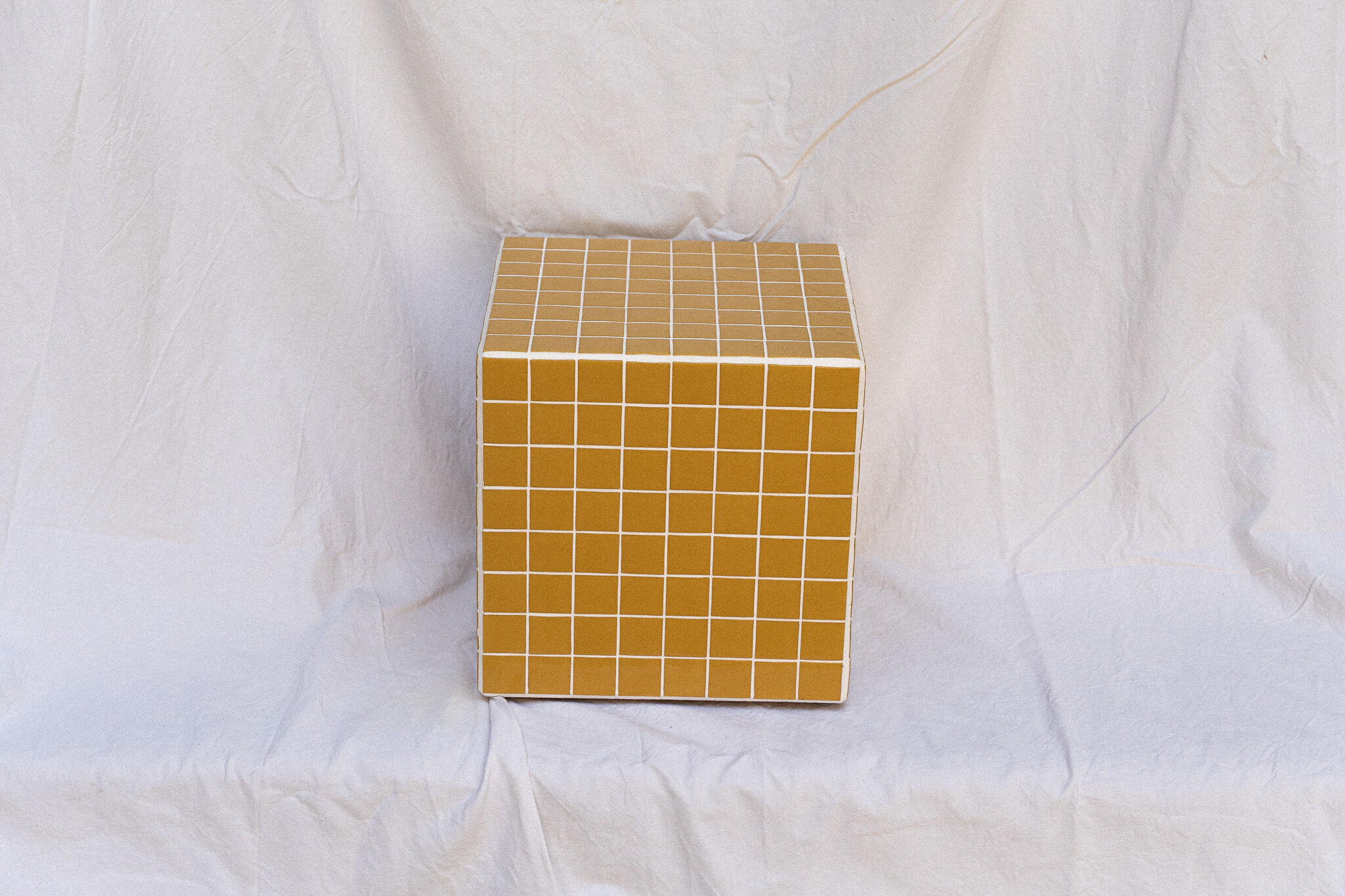 Mustard yellow cube side table 33x33 cm