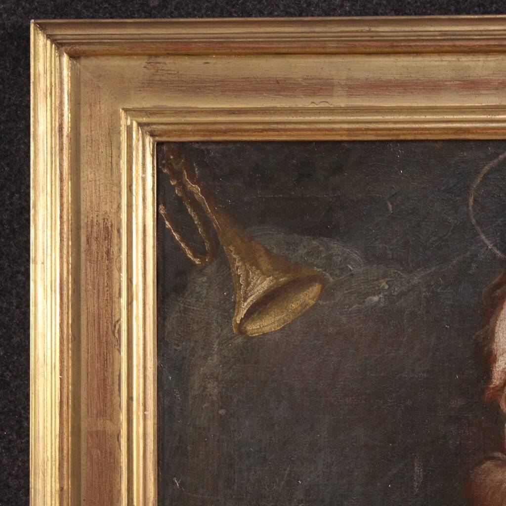 Antique religious painting from the 17th century, Penitent Saint Jerome