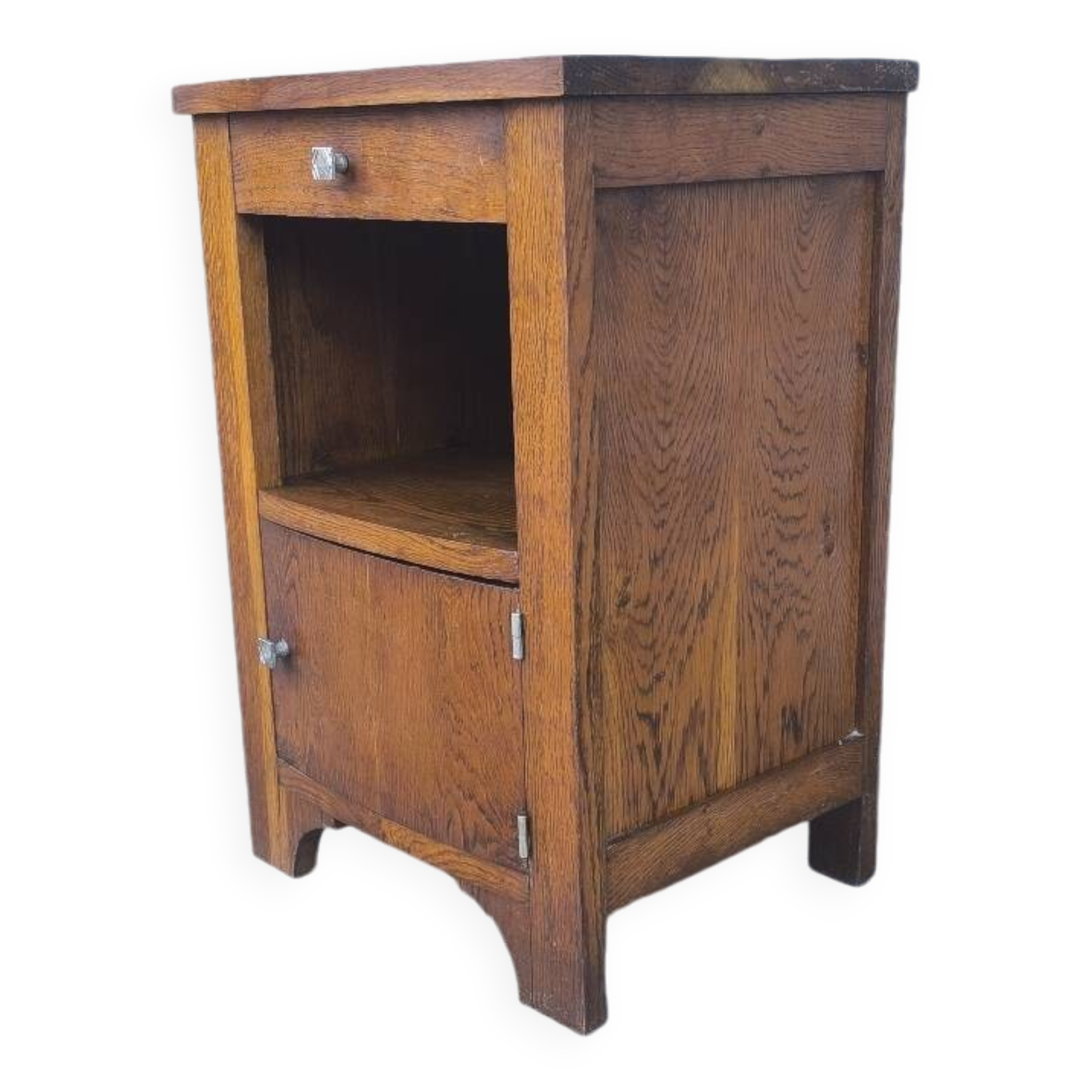 Art Deco bedside table in solid oak