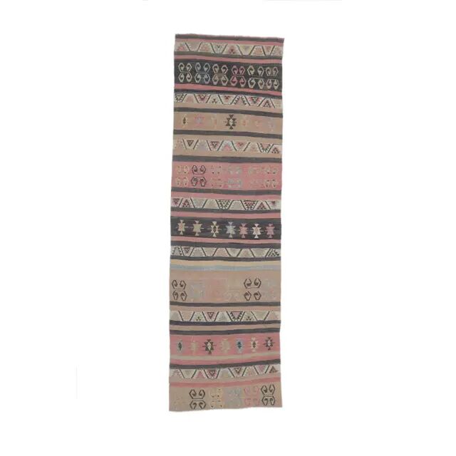 1970s Turkish runner handwoven wool flatweave kilim rug  102x340