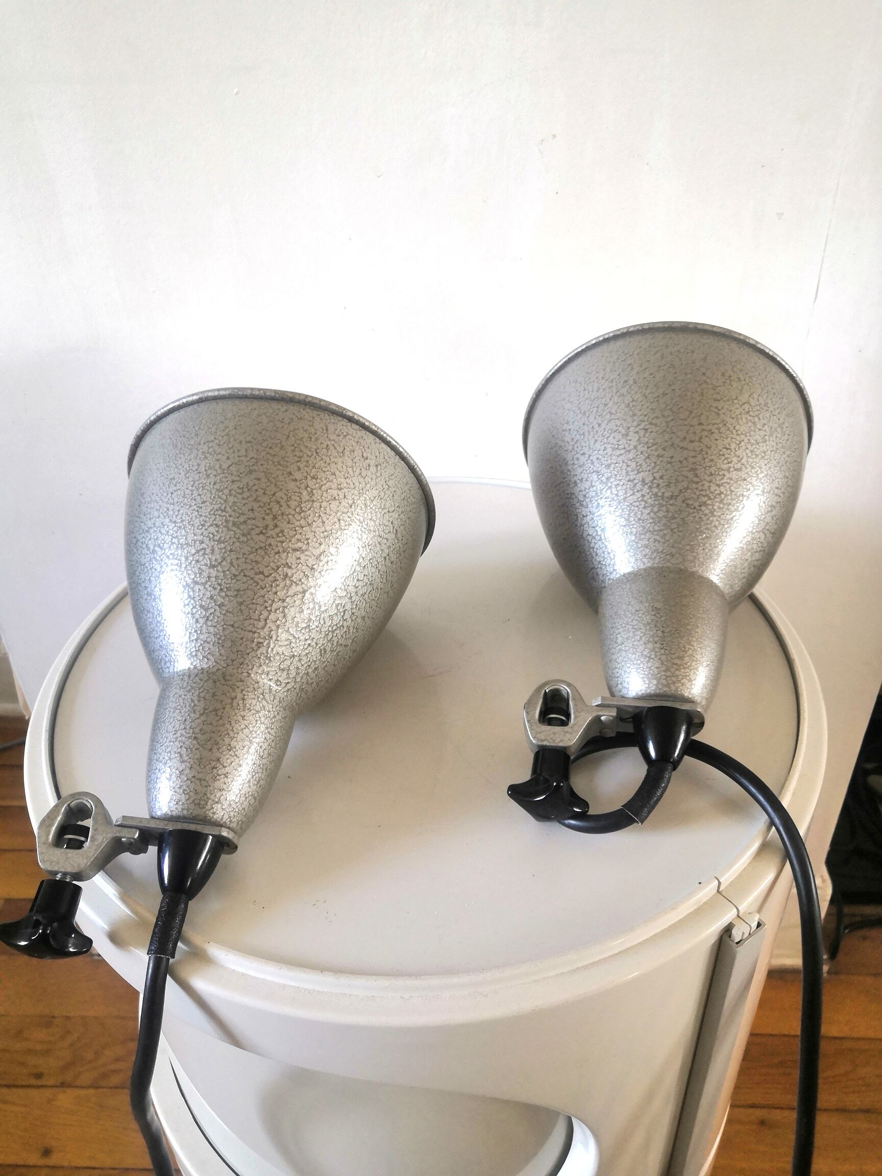 Pair of industrial lamps design 60s