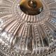 Solid brass lamp and its glass dome cut 1930 42x26 and 4kg