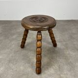 Brutalist tripod stool in the style of Dudouyt