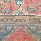 Tapis d'orient fait main de couloir caucasien ancien Kazak  3,09 x 1,52 m