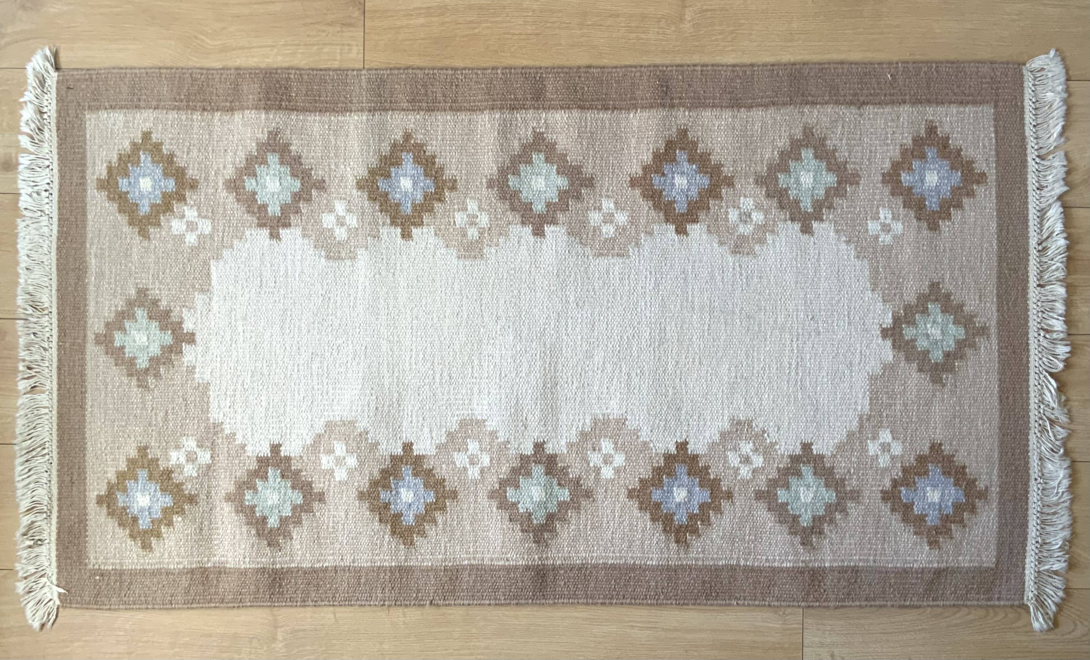 Vintage Wool Flat Weave Rug, Vintage, Scandinavian 1970s