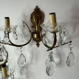 Paire d’appliques bronze et cristal