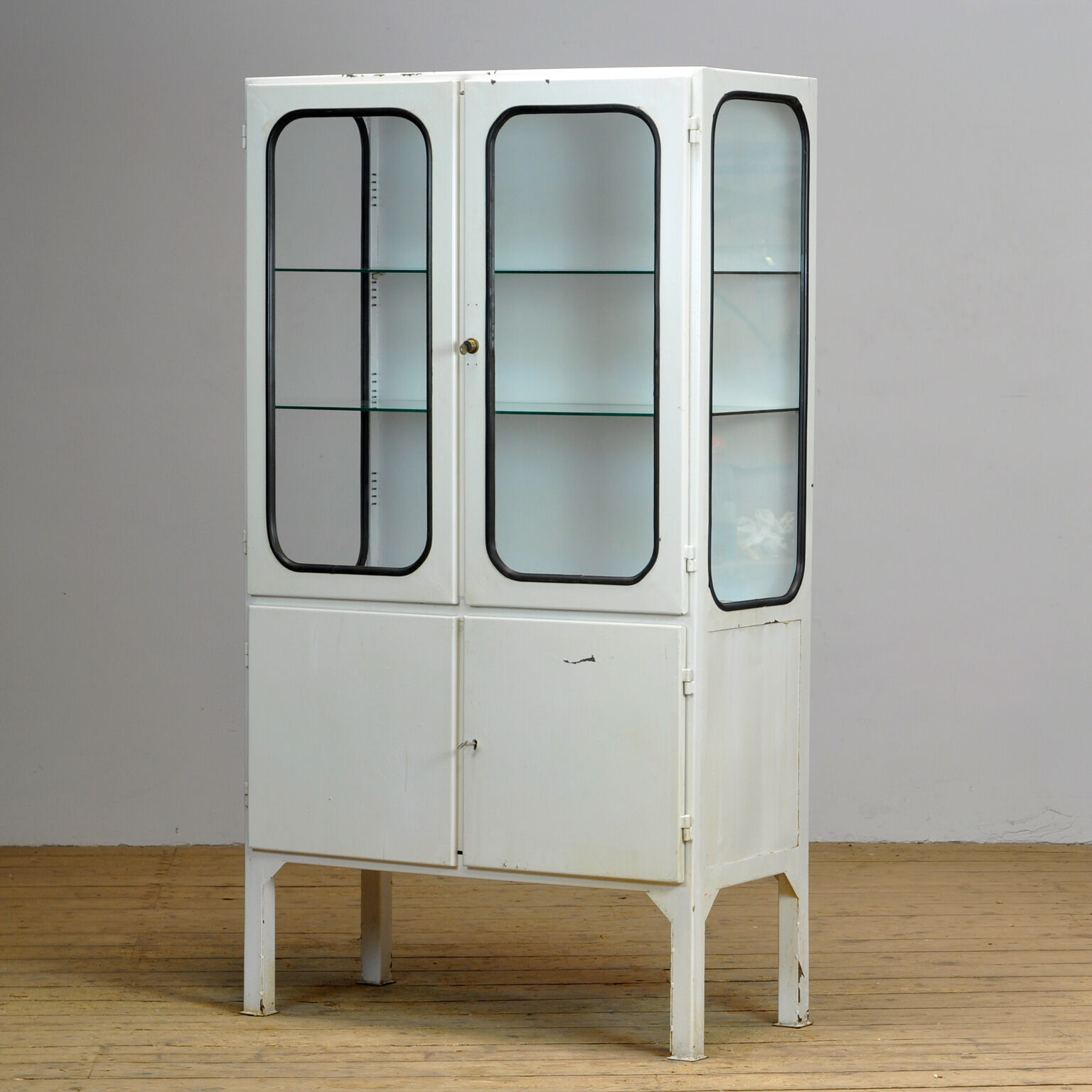 Glass & iron medical cabinet, 1970s