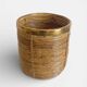 Mid-Century Organic Modern Medium Size Pencil Reed/Rattan Planter with Brass Rim