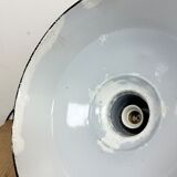 Industrial Black Enamel Factory Lamp with Cast Iron Top, 1960s