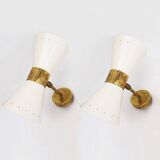Pair of diabolo design wall sconces from the 1950s