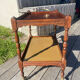Vintage wooden and gilded brass rolling dessert trolley