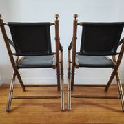 Paire de chaises pliantes safari  en cuir 1970-80