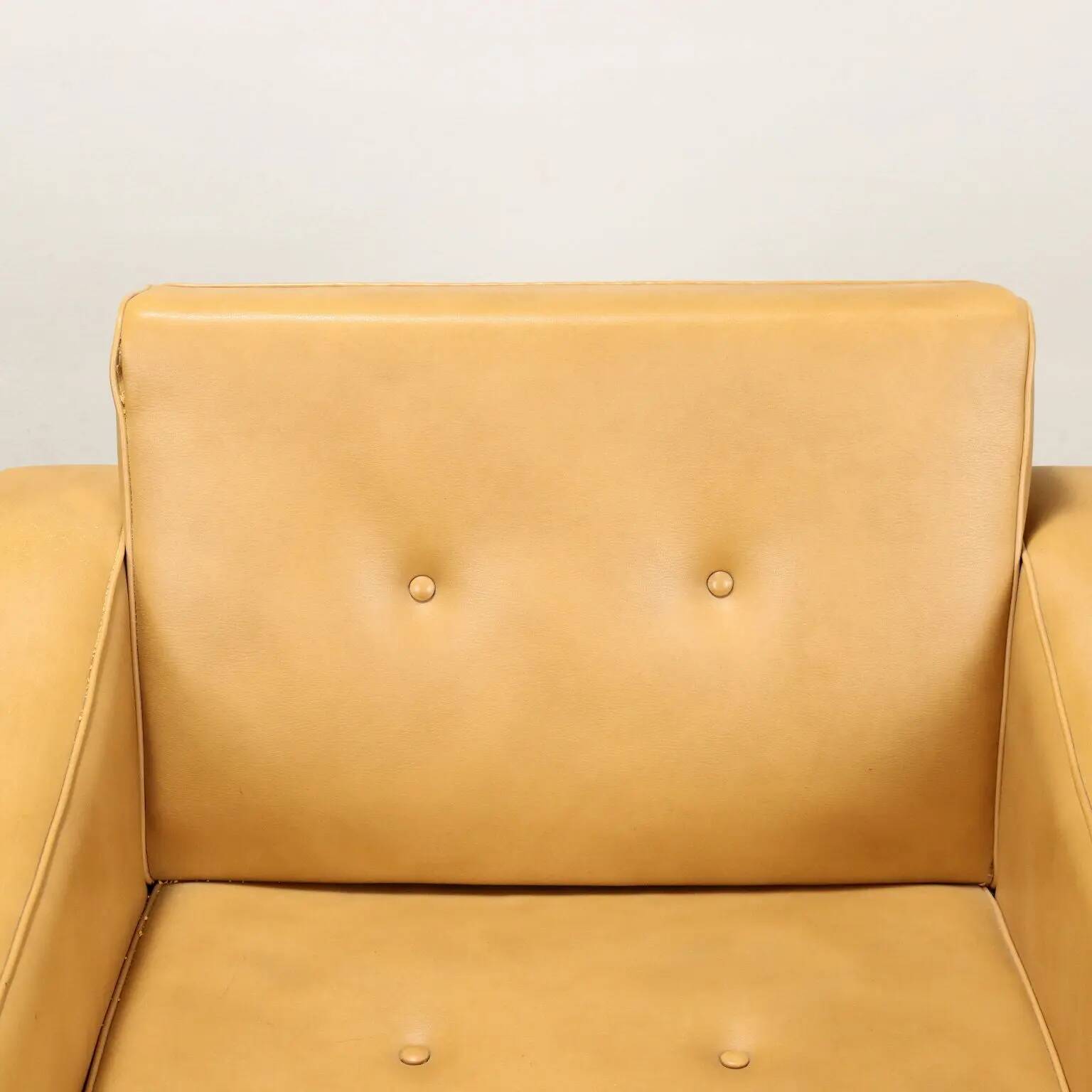 Vintage armchair in faux leather and solid wood, Italy, 1960s