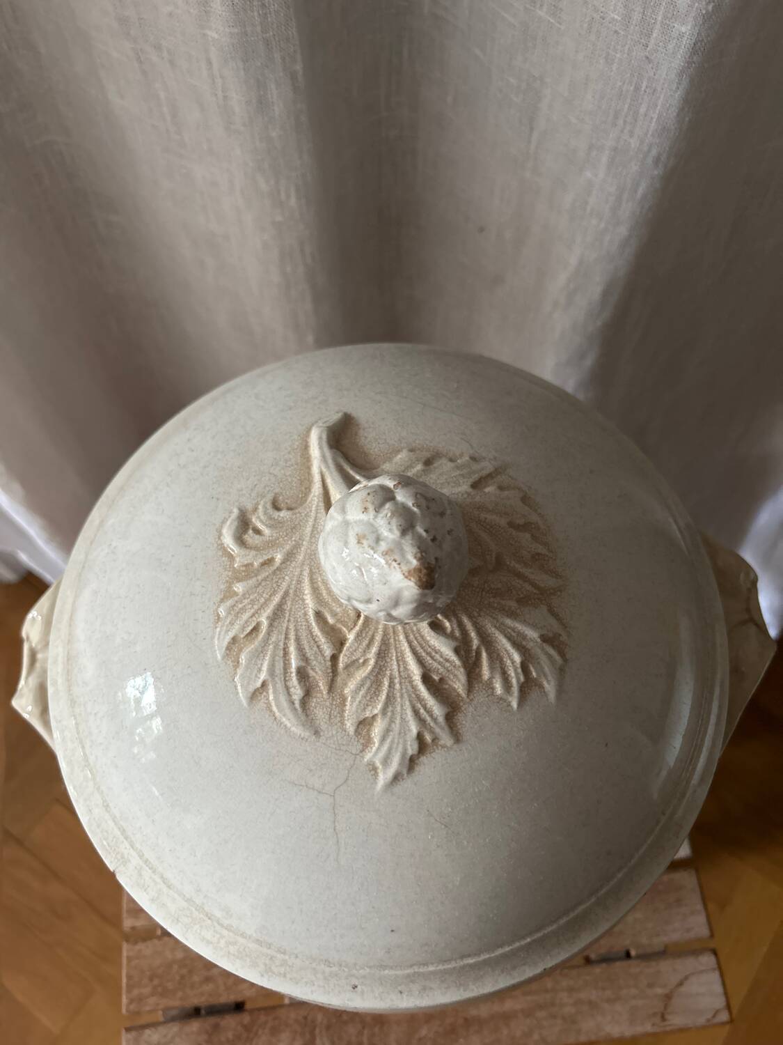 White iron earthenware soup tureen from Digoin and Sarreguemines late 19th century