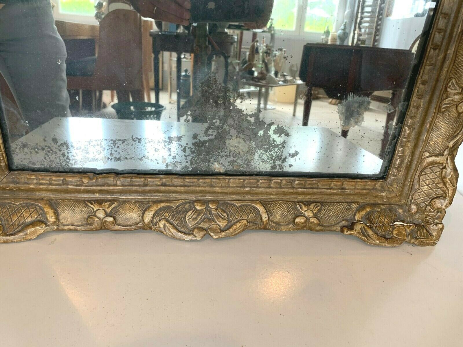 Mirror Louis XV in gilded carved wood Trumeau fireplace 19th century 80x56cm